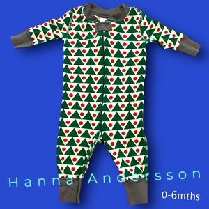 Hanna Andersson Christmas footless zip up pj pajama 0-6mth